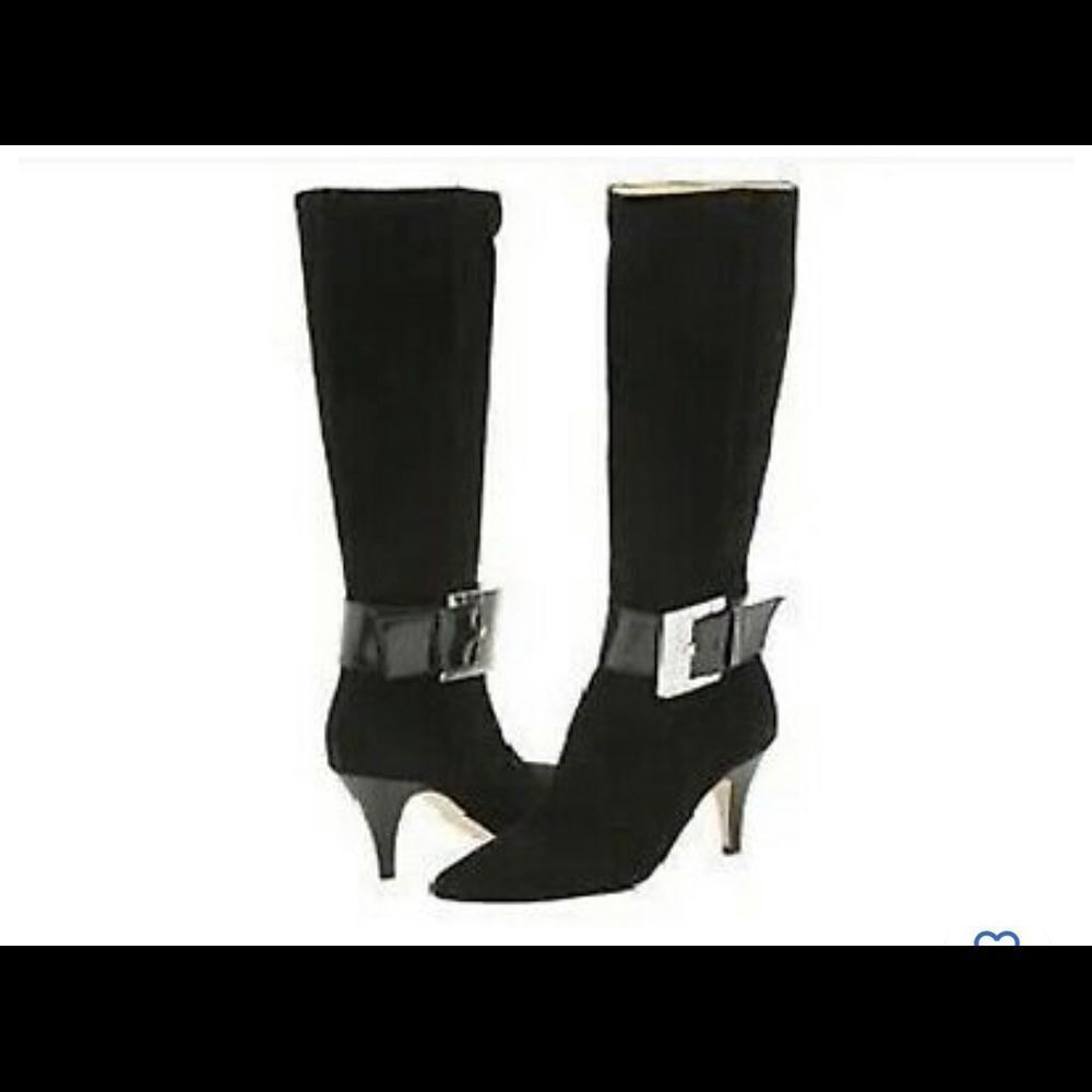 MICHEL KORS Alexandra knee high boots heels suede leather black 8M